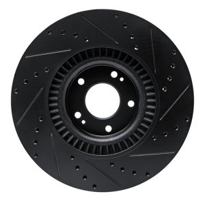 Hyundai Palisade Brake Rotor (1) - Front Left - R1 Concepts - Drilled & Slotted - Black - `20-`25